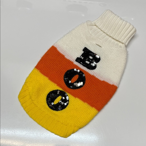 Halloween Candy Corn “BOO” Pet Sweater – Cat or Small Dog Costume – - Picture 1 of 8